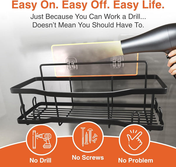 Shower Caddy Bathroom Shelves, the Athena Silken 4 Set, 40LB Capacity, Adhesive Tape No Drill - Rustproof -Gorgeous Powder Coated 304 Stainless Steel Shower Organizer for Kitchen & Home Decor - Black9