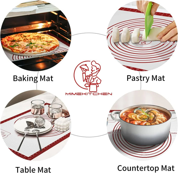 Silicone Baking Mat, Non Stick Pastry Mat Sheet for Dough Rolling, Nonslip Fondant/Pie Crust Mat, Counter Mat Oven Liner Mat for Making Cookies Macarons Bread Baking Supplies Extra Large 26 X 16 Inch3