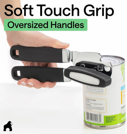 GORILLA GRIP Upgraded Model Stainless Steel Manual Can Opener, Black | US Designed, Oversized Handheld Turn Knob, Comfortable Handle for Easy Turning, Multifunctional Kitchen Tool, Open Bottles4