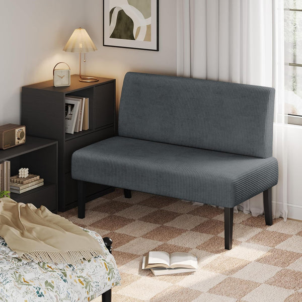 Small Loveseat Armless Sofa Chair with USB Ports, Dark Gray3
