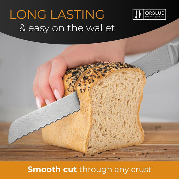 Serrated Bread Knife with 10-Inch Upgraded Stainless Steel Razor Sharp Wavy Edge Width - Bread Cutter Ideal for Slicing Homemade Bagels and Cake3