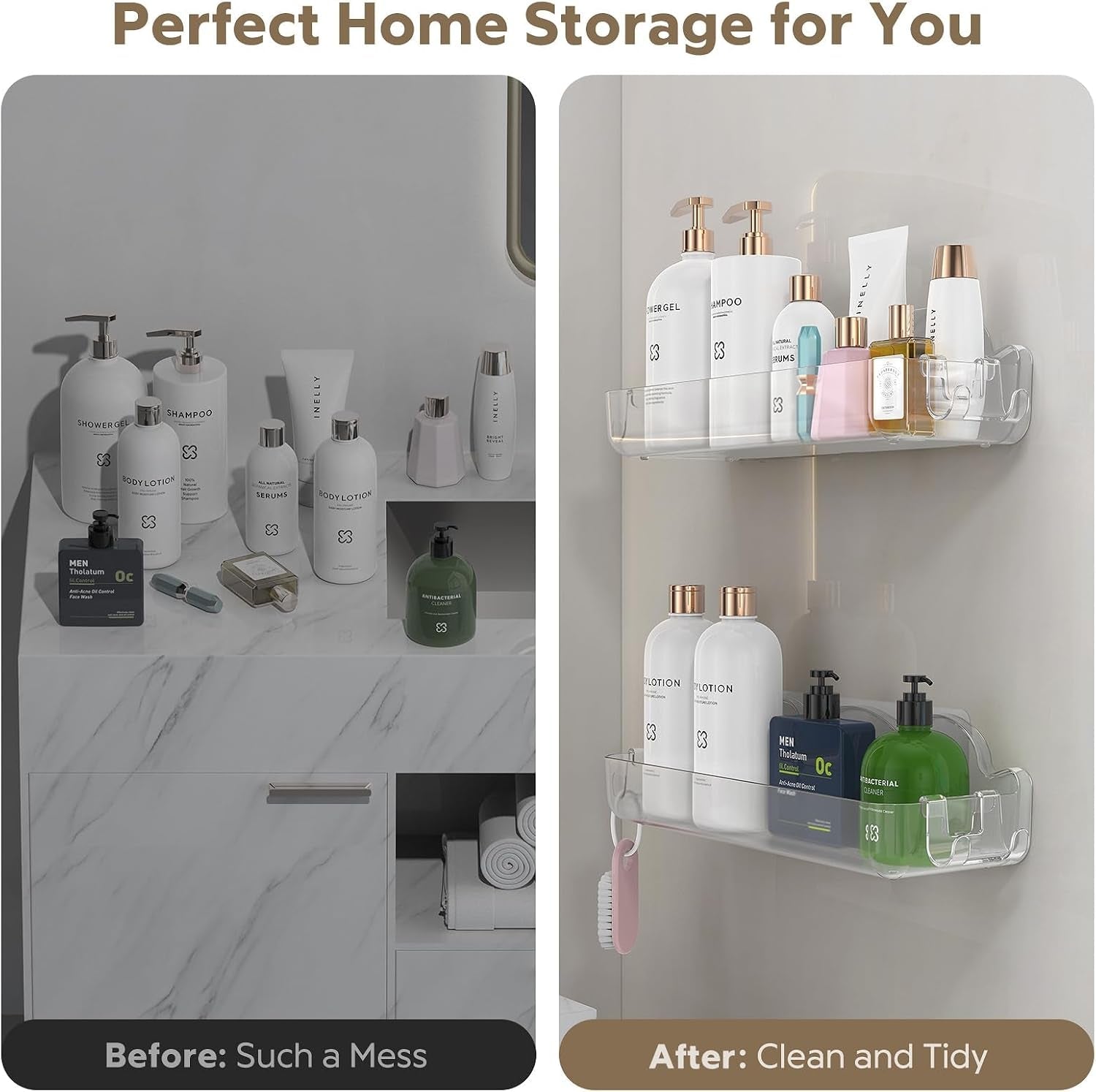 2-pack-acrylic-shower-caddy-adhesive-no-drilling-bathroom-shower-organizers-with-4-removable-hooks-wall-mounted-shower-shelves-acrylic-shower-holder-storage-for-bathroom-dorm-kitchen