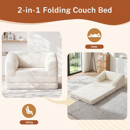Convertible Boneless Couch Sleeper Sofa Bed, Folding Oversized Bean Bag Couch, Comfy Sofa Chairs for Adults with Filling, Single, Beige5