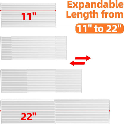 Clear Spice Drawer Organizer, 4 Tier- 2 Set (8 Packs) Spice Rack for Drawer, Expandable from 11" to 22" Kitchen Seasoning Organizers and Storage for Drawer (Jars Not Included)3