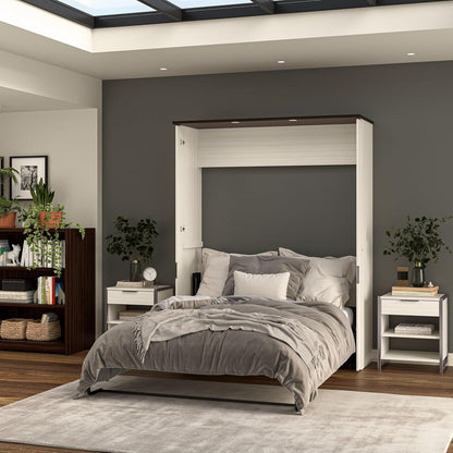 Queen Murphy Bed with Desk, White Chocolate, Lumina, 68W1