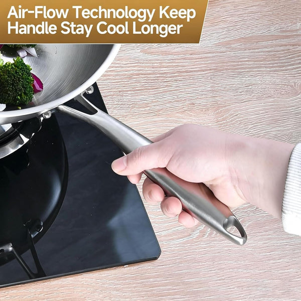 14.5 Inch Stir-Frying Wok Pan | Tri-Ply Stainless Steel | Induction Cooking Wok Pan | Dishwasher and Oven Safe | Heavy Duty | Detachable Handle7