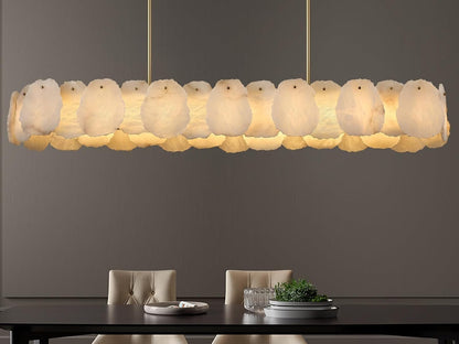 Alabaster Chandelier, 58 Inch Modern Rectangular Chandelier for Dining Room, Dimmable Linear Chandeliers for Kitchen Island, Natural Spanish Marble Stone Chandeliers for Dining Table, Living Room1