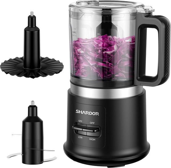 Food Chopper, 4 Cup Mini and Fast Food Processor, Electric Meat Grinder with 2 Speed, 4 Stainless Steel Blades, and Whisk, 400W Power for Chopping, Mixing, Emulsifying, Puree and Whisking, Bpa-Free1