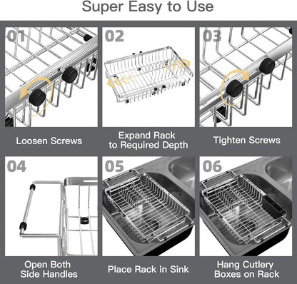 Dish Drying Rack over the Sink with Utensil Holder10