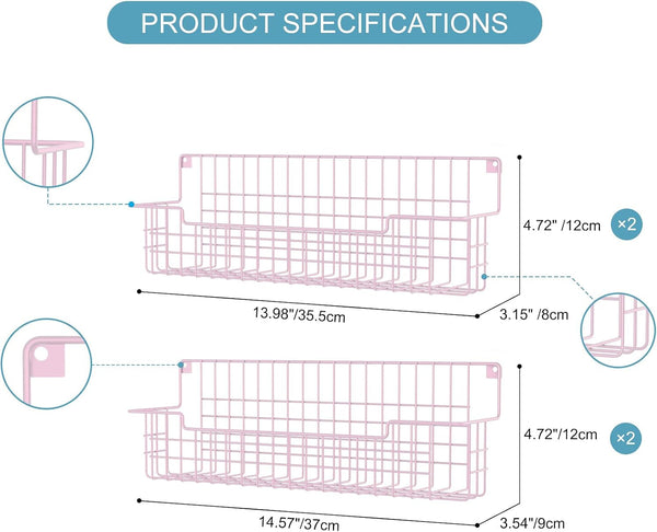 Spice Rack, 4-Pack Seasoning Organizer Wall Mounted for Kitchen Storage Organization, Metal Spice Holder Shelf for Cabinet, Pantry, Pink2