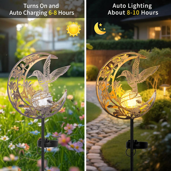 Solar Hummingbird Garden Gifts for Mom/Grandma/Women,Lights Outdoor Decor - Moon & Bird Solagardenlights Waterproof, Auto On/Off Pathway Lighting for Yard/Lawn/Patio,Thanksgiving Day5