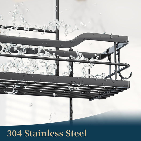 over the Door Shower Caddy - 3 Tier Shower Shelves Hanging with Soap Holders, Large Capacity Shower Organizer with 6 Hooks, Bathroom Rack and Storage, Black2