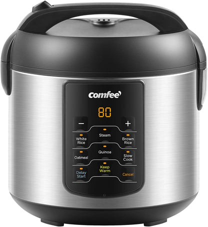 Rice Cooker with 6 Functions, 4-Cups Uncooked Rice | Multi Cooker, Slow Cook, Steam, Saute, Warm, 6 One-Touch Programs for Brown Rice, Quinoa and Oatmeal1
