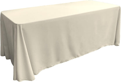 Polyester Poplin Washable Rectangular Tablecloth, Stain and Wrinkle Resistant Table Cover 90X132, Fabric Table Cloth for Dinning, Kitchen, Party, Holiday 90 by 132-Inch, Ivory1