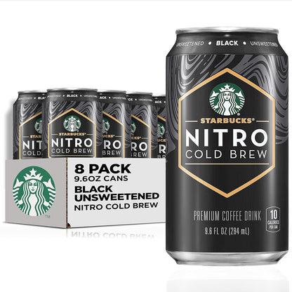 Starbucks - RTD Coffee Nitro Cold Brew, Black Unsweetened, 9.6 Fl Oz Cans (8 Pack), Iced Coffee, Cold Brew Coffee, Coffee Drink1