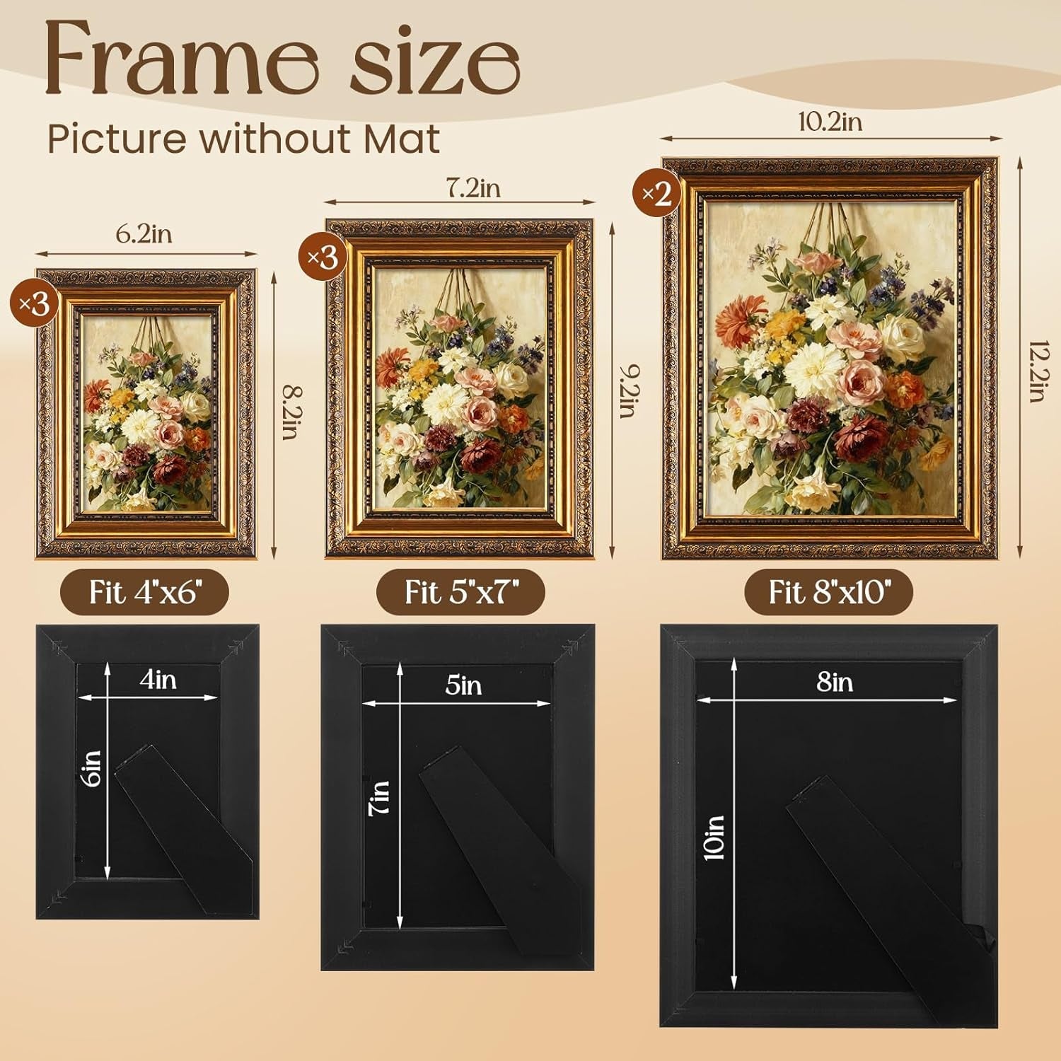8-pcs-bronze-vintage-picture-frames-8x10-5x7-4x6