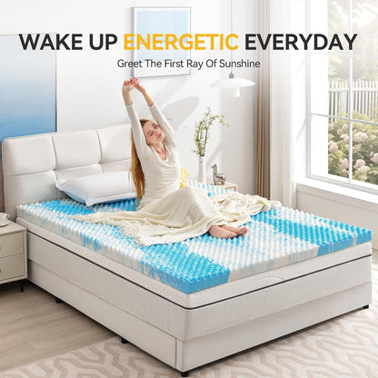 2 Inch Egg Crate Memory Foam Mattress Topper Twin Size, Soft Mattress Pad for Back Pain Relief, Bed Topper, Certipur-Us Certified, Blue6