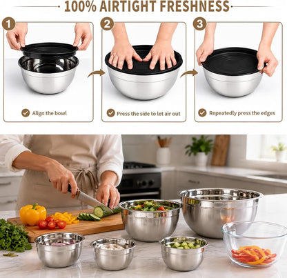 7PCS Mixing Bowls with Airtight Lids Set, Microwave-Safe Glass Mixing Bowl5