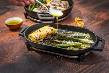 Ooni Cast Iron Grizzler Pan - Grill Frying Pan, 12" X 6" Griddle Plate with Removable Handle and Stainless Steel Trivet, Pre-Seasoned Non-Stick Oven Safe Cookware, Pizza Oven and BBQ Accessories8
