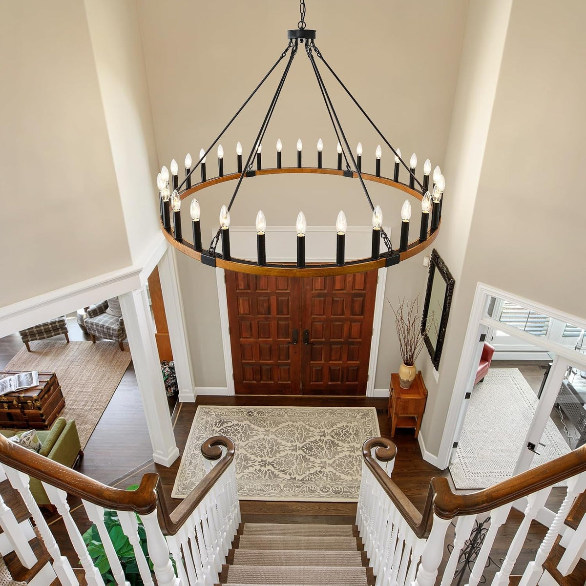 48-wood-wagon-wheel-chandelier-30-light-large-chandelier-for-high-ceiling