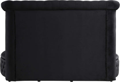 Lexi round Upholstered Velvet Platform Bed Frame, Black - King5