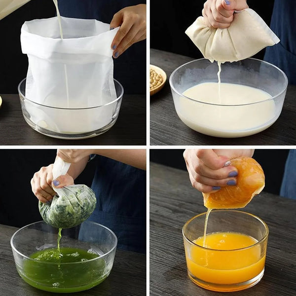 Reusable Fine Mesh Strainer Bag, Multi-Use Nylon Filter for Nut Milk Brewing & Juice Extraction, Food Grade Filtration Bag (200Mesh-2Pcs)2