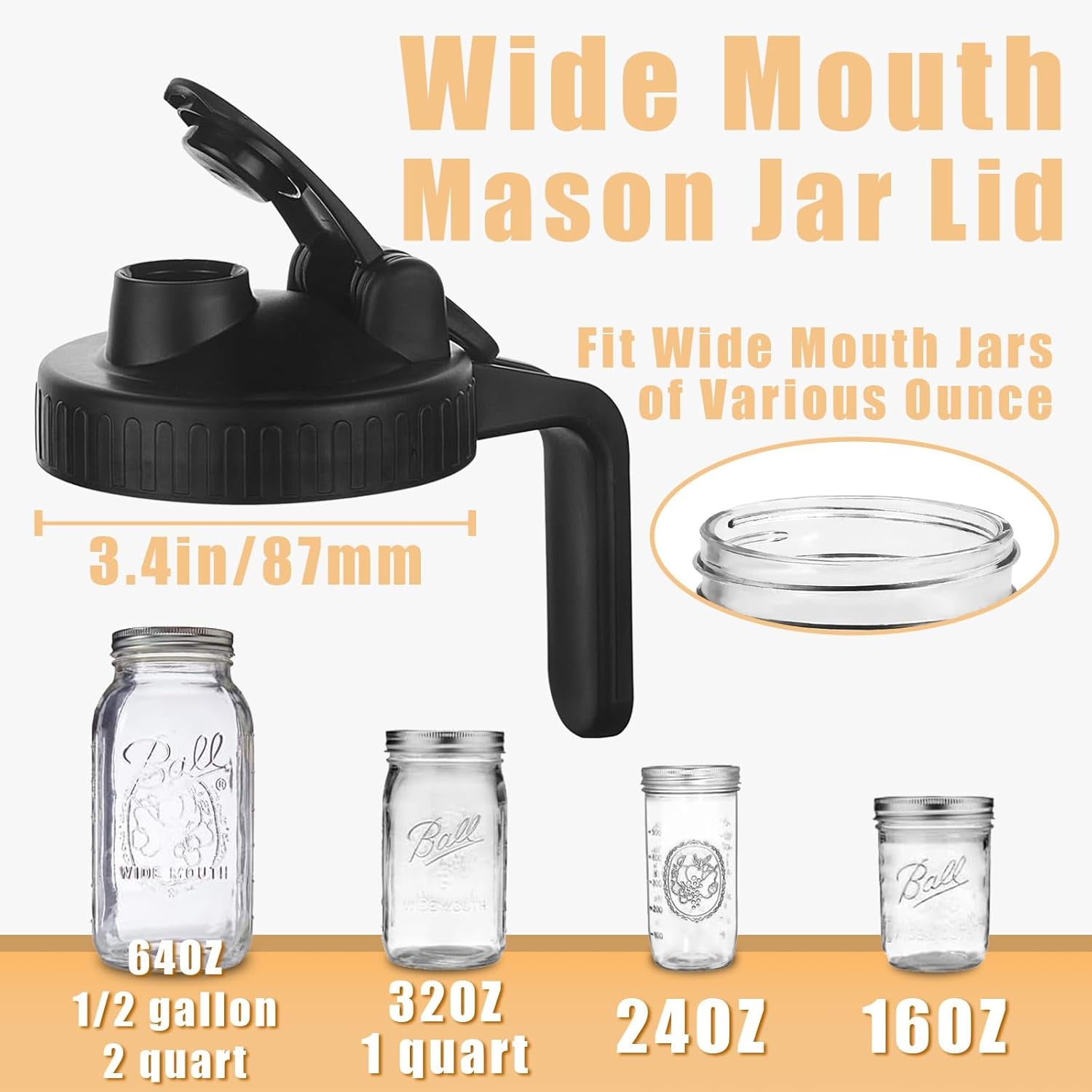 mason-jar-pour-spout-lid-for-wide-mouth-mason-jars-mason-jar-pitcher-flip-cap-airtight-handle-lid-leak-proof-seal-cover-pack-of-2