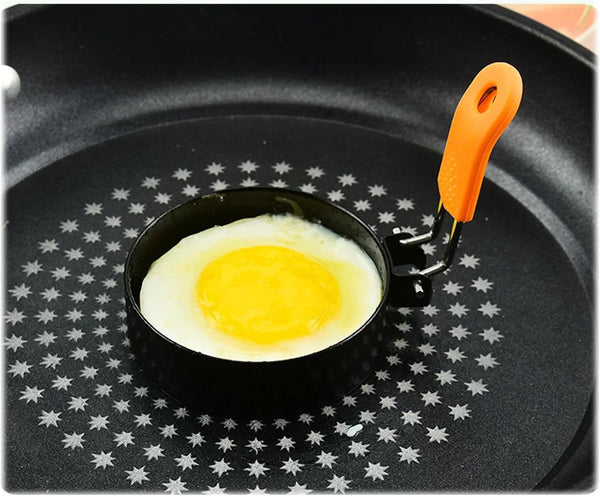 3.5" Egg Rings Set of 4 with Silicone Handle, Large Ring for Frying Eggs, round Mold for English Muffins - Griddle Cooking Shaper for Indoor Camping Breakfast Sandwiches W/Silicone Oil Brush4