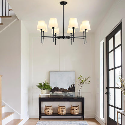 Dining Room Chandeliers Light - Modern Black Chandelier, 8-Light Metal Farmhouse Dining Room Light Fixture, Hanging Pendent Lighting for Kitchen Living Room Foyer5