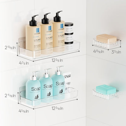 Crystal-Clear Shower Caddy with Soap Dish & Adhesive Pads, 2 Pack8