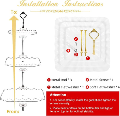 Plastic Dessert Cupcake Stand, 3 Tier Cupcake Tower Holder, White | Thicker Food-Graded Plastic Tiered Serving Tray with Metal Rod, Suitable for Tea Party, Birthday, Wedding, Baby Shower4