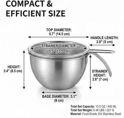 7.9 X 5.9 X 3.5 Inch Berry Washing Bowl - Mixing Bowl with Spout, Fine Mesh Mini Colander - Stainless Steel2