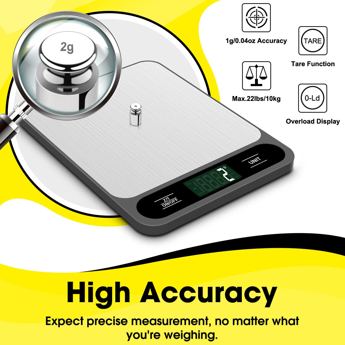 food-scale-10kg-22lb-digital-kitchen-scale-weight-grams-and-ounces-for-baking-cooking-coffee-package-postage-6-units-with-tare-function-lcd-display-easy-clean-stainless-steel
