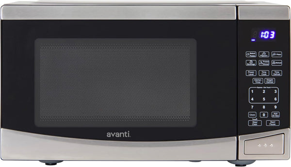 Microwave Oven 900-Watts Compact with 10 Power Levels and 6 Pre Cooking Settings, Speed Defrost, Electronic Control Panel and Glass Turntable, 0.9-Cu.Ft., Stainless Steel2