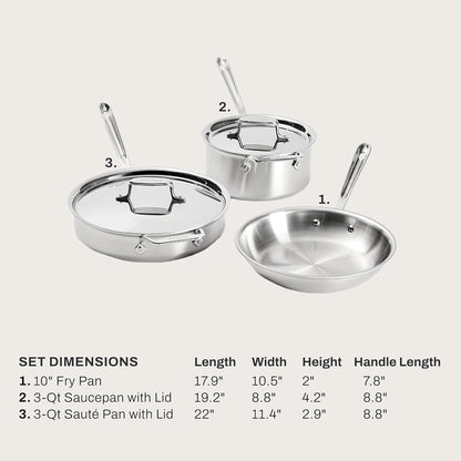 All-Clad D5 5-Ply Stainless Steel Cookware Set 5 Piece Induction Oven Broiler Safe 600F Pots and Pans Silver | the Upgrade for Supremely Even Heat, Professional, Brushed Stainless Steel, Induction Compatible, Oven Safe up to 600F2