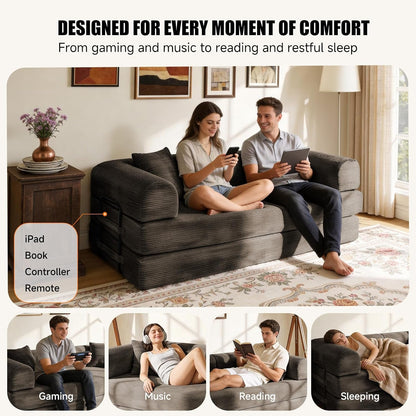 79" Memory Foam Sofa Bed, Convertible Futon Boneless Couch for Living Room7