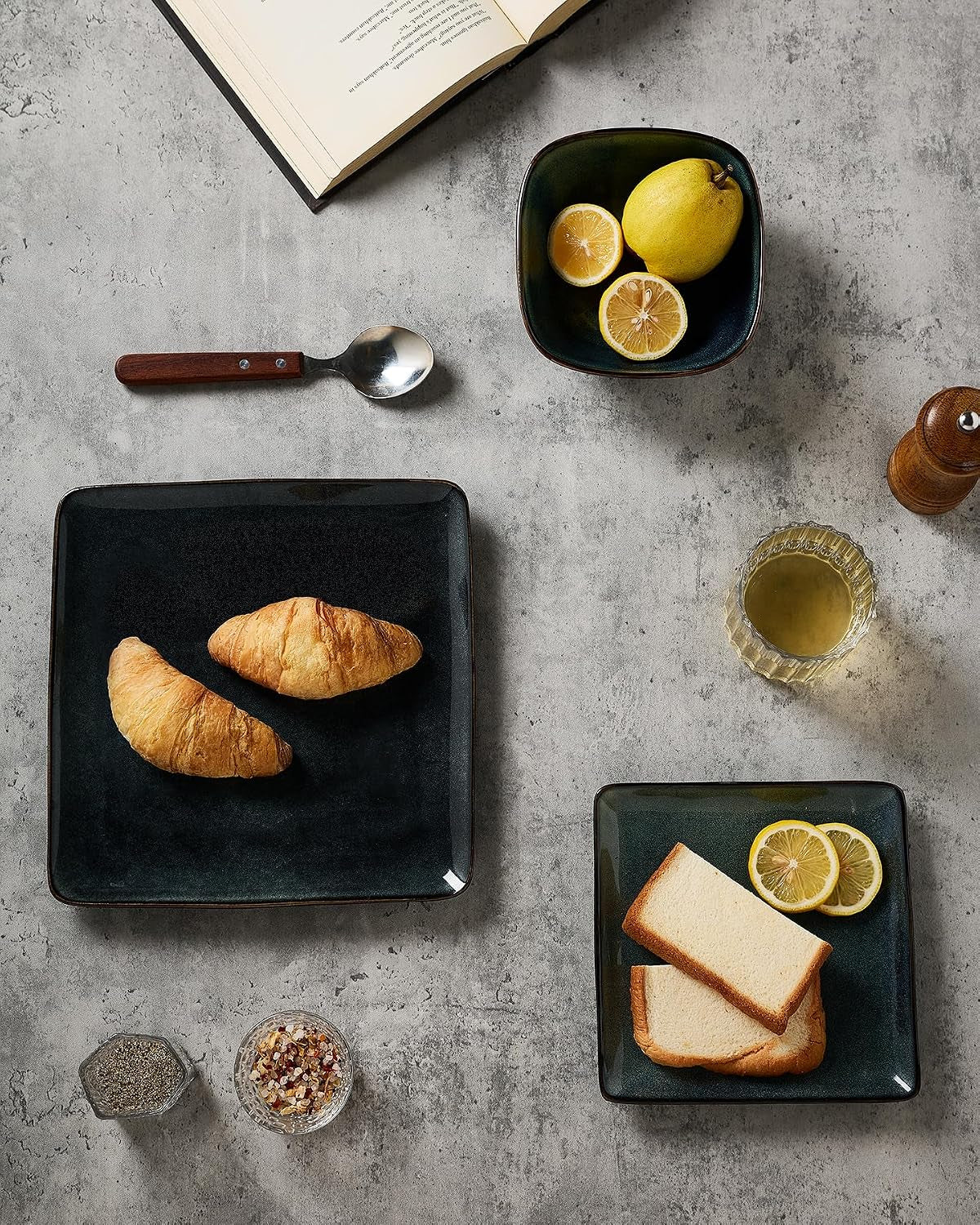 square-dinnerware-set-for-4-plates-and-bowls-deep-forest