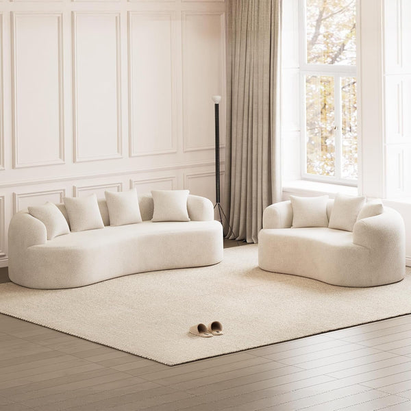 69" Modern Curved Loveseat Sofa for Living Room, Cream White9