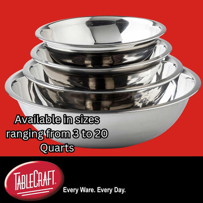 828 Stainless Steel Mixing Bowl, 13 Quart, Lightweight and Durable, Professional Grade for Baking and Prep, Ideal for Kitchens or Bakeries, 16.25" X 16.25" X 4.75, Silver3