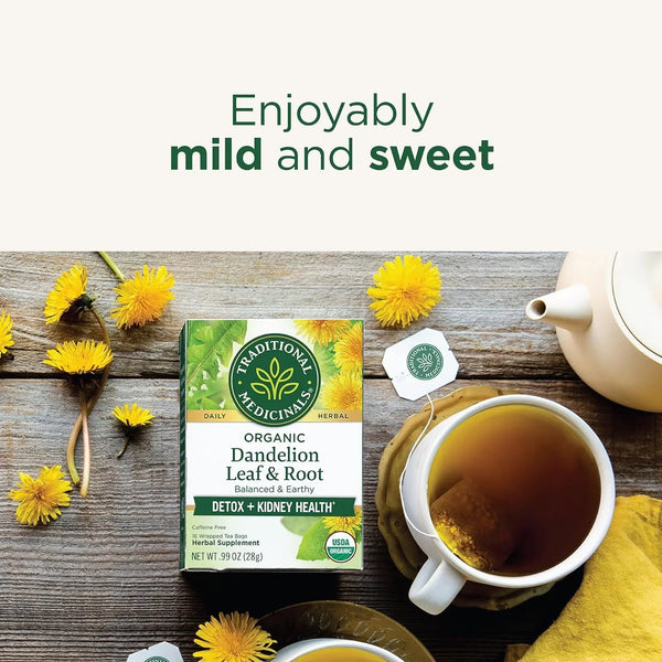 Organic, Dandelion Leaf & Root - Dandelion Root Tea, Supports Normal Detox + Digestion - Kosher, Non-Gmo, Caffeine-Free, Compostable - 16 Tea Bags4