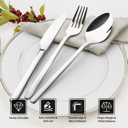 Silverware Set, 20 Piece Flatware Cutlery Set for 4, 18/10 Stainless Steel Silverware Mirror Polished Dishwasher Safe for Home, Restaurant, Wedding, Party(Silver, 20 Pieces for 4)2