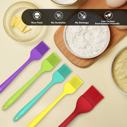 600℉ Heat Resistant BPA Free Silicone Marinading Meat Grill Basting Pastry Brush for Oil Butter Sauce Sausages Desserts Turkey Baster Grill Barbecue, Multicolor5