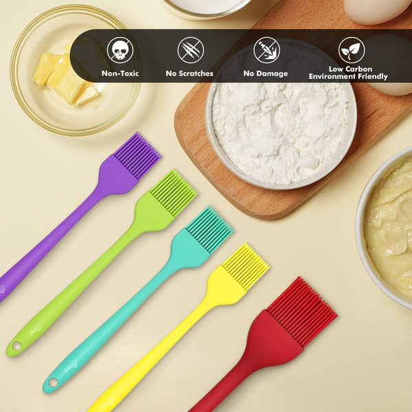 600℉ Heat Resistant BPA Free Silicone Marinading Meat Grill Basting Pastry Brush for Oil Butter Sauce Sausages Desserts Turkey Baster Grill Barbecue, Multicolor5