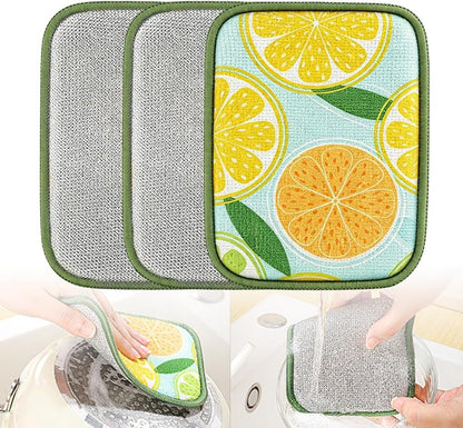 Double-Sided Steel Wire Cleaning Cloth – Non-Scratch Scrub Rag for Pots Pans，3Pcs1