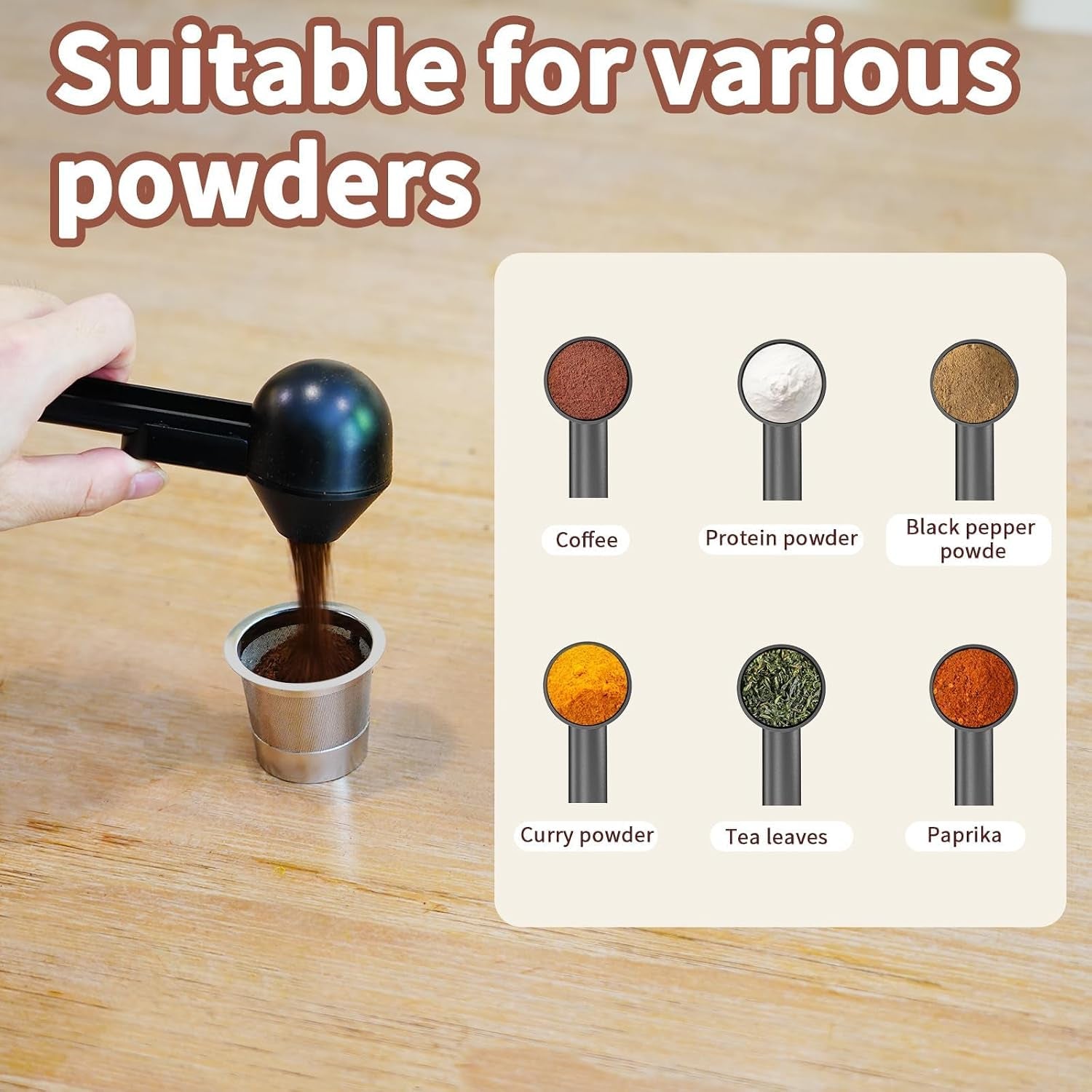 coffee-scoop-with-funnel-for-ground-coffee-protein-powder-tea-2-tbsp-mess-free-scoop-funnel-for-reusable-k-cup-countertop-design-for-home-office-handy-long-handle-easy-to-clean-1-pack