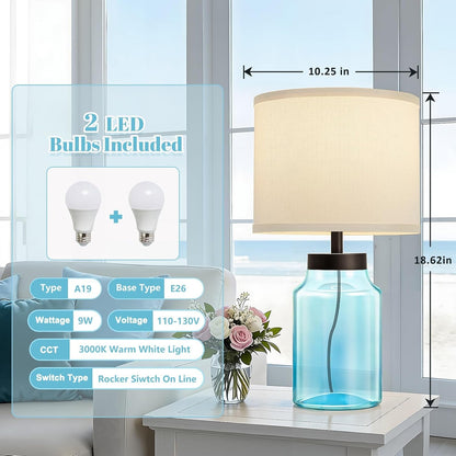 Coastal Fillable Table Lamps, Bedside Lamps Set of 2 for Home Decor4