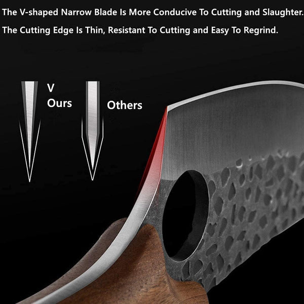 Huusk Viking Japanese Meat Cleaver, Forged Boning Knife with Sheath7
