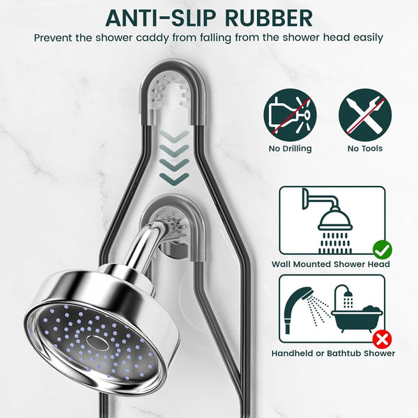 Adjustable Shower Caddy Hanging Rustproof Shower Organizer, Black4