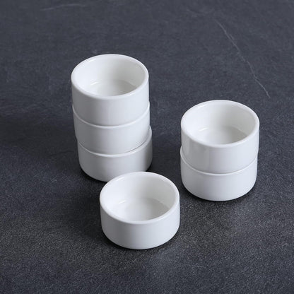 1 Oz Mini Porcelain Ramekins Set of 6 （White） | Set of 6 Mini Ramekins,30Ml,Ideal for Dips,Salsas,And Jams,Oven-Safe,Easy to Clean,Space-Saving Stackable Design,Ceramic4