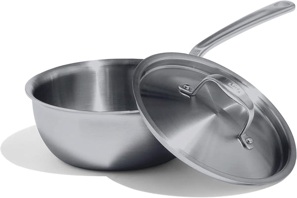 Made in Cookware - 2 Quart Stainless Steel Saucier Pan - 5 Ply Stainless Clad - Professional Cookware - Crafted in Italy - Induction Compatible1